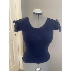 PINK Victoria’s Secret | Bow Sleeve Knit Top | Navy | XS | Excellent Condition